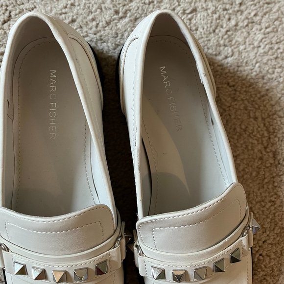Marc Fisher | White & Silver *Studded* Loafers | Gently Used Condition | 6.5 - Picture 5 of 10